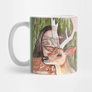 Woman and deer Mug